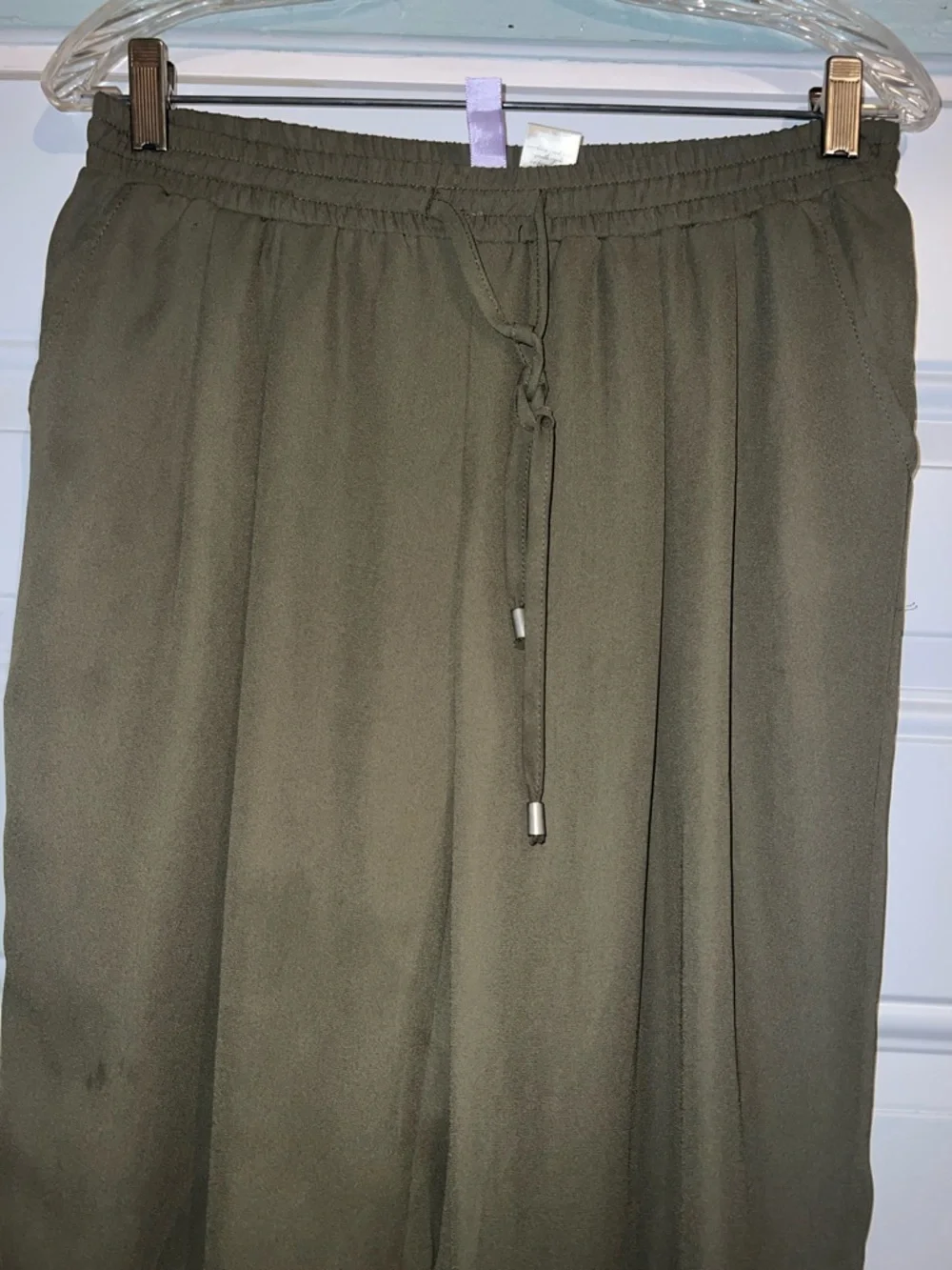 Alya Olive Drawstring Pleated Track Pants